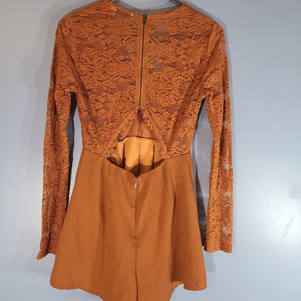 Lush Rust sexy lacy romper - Picture 6 of 6